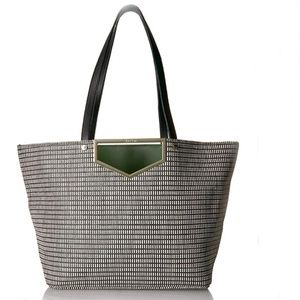 Calvin Klein Raffia Cut Out Hardware Tote